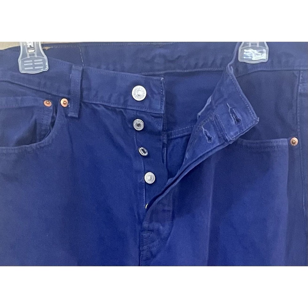 Levis 501 Men W32 L30 Indigo Button Fly Straight Leg Denim Jeans Fits 34x29 Flaw